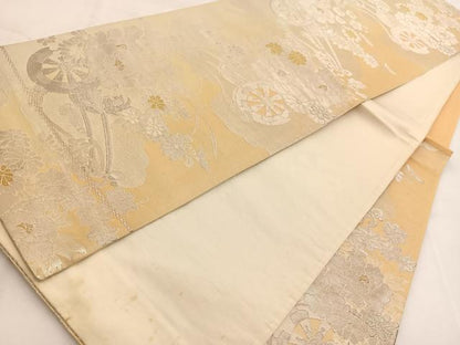 平和屋着物◎六通柄袋帯　花車文　金銀糸　引箔　正絹　逸品　BAAW2089yc