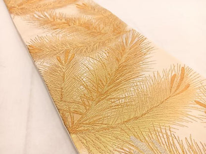 平和屋着物◎六通柄袋帯　若松葉文　金銀糸　正絹　逸品　BAAW2090yc