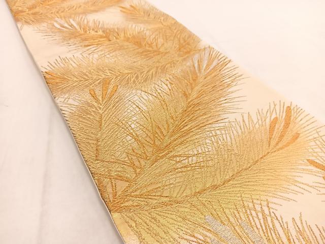 平和屋着物◎六通柄袋帯　若松葉文　金銀糸　正絹　逸品　BAAW2090yc
