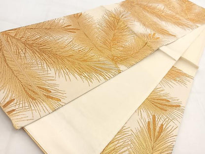 平和屋着物◎六通柄袋帯　若松葉文　金銀糸　正絹　逸品　BAAW2090yc