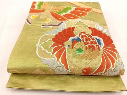平和屋着物◎六通柄袋帯　唐織　鳳凰舞蝶文　金銀糸　正絹　逸品　BAAW2094yc