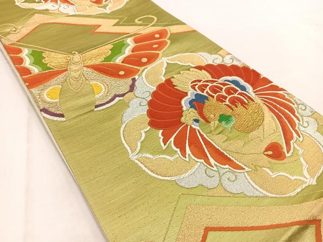 平和屋着物◎六通柄袋帯　唐織　鳳凰舞蝶文　金銀糸　正絹　逸品　BAAW2094yc