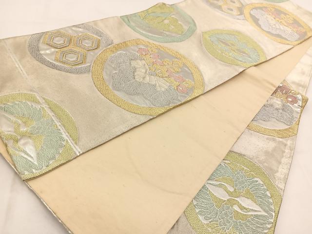 平和屋着物◎六通柄　京袋帯　双鶴舞蝶桐文　金銀糸　正絹　逸品　BAAW2117yc