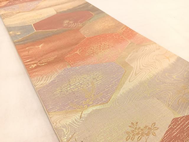平和屋着物◎西陣 六通柄袋帯 鳳凰流水切嵌花文 金糸 正絹 逸品 BAAW2118yc