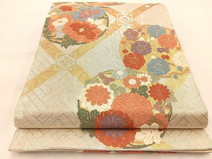 平和屋着物◎佐賀錦　六通柄袋帯　唐織　蜀江花丸文　正絹　逸品　BAAW2121yc
