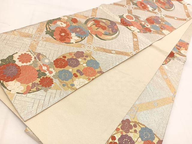 平和屋着物◎佐賀錦　六通柄袋帯　唐織　蜀江花丸文　正絹　逸品　BAAW2121yc