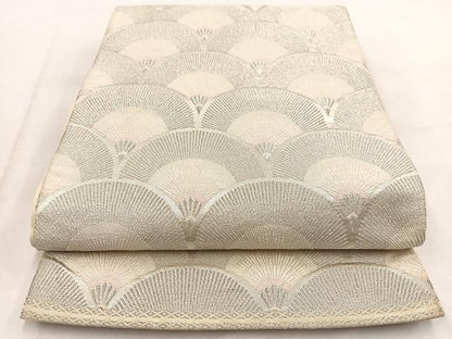 平和屋着物◎六通柄袋帯　唐織　菊青海波　銀糸　正絹　逸品　BAAW2130yc