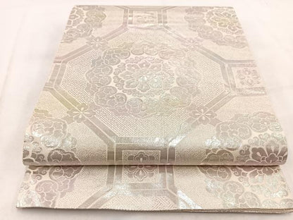 平和屋着物◎六通柄袋帯　蜀江華文　銀糸　やまと誂製　正絹　逸品　BAAW2134yc