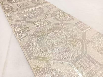 平和屋着物◎六通柄袋帯　蜀江華文　銀糸　やまと誂製　正絹　逸品　BAAW2134yc