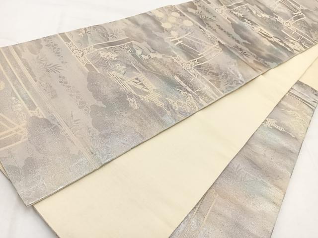 平和屋着物◎六通柄袋帯　京洛百景　修学院離宮　銀糸　引箔　正絹　逸品　BAAW2137yc