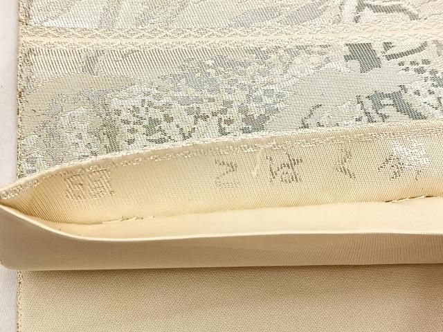 平和屋着物◎西陣　服部織物謹製　六通柄袋帯　こはく錦　二重箔織　渡り橋風景文　正絹　逸品　BAAW2146yc