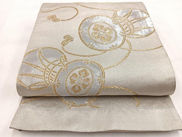 平和屋着物◎六通柄袋帯　鼓花文　金銀糸　正絹　逸品　BAAW2147yc