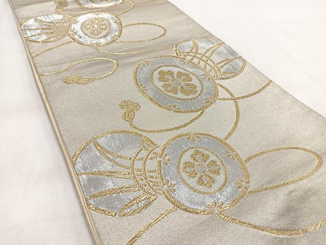 平和屋着物◎六通柄袋帯　鼓花文　金銀糸　正絹　逸品　BAAW2147yc