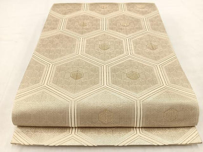 平和屋着物◎六通柄袋帯　亀甲若松葉文　金糸　正絹　逸品　BAAW2151yc