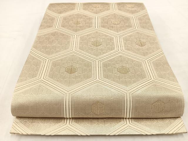 平和屋着物◎六通柄袋帯　亀甲若松葉文　金糸　正絹　逸品　BAAW2151yc