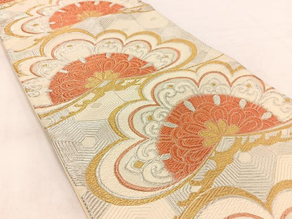 平和屋着物◎六通柄袋帯　唐織　亀甲笠松文　金銀糸　正絹　逸品　BAAW2153yc