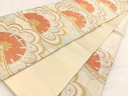 平和屋着物◎六通柄袋帯　唐織　亀甲笠松文　金銀糸　正絹　逸品　BAAW2153yc