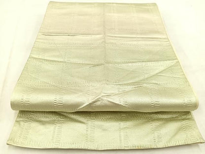 平和屋着物◎全通柄袋帯　格子柄　銀糸　引箔　正絹　逸品　BAAW2158yc