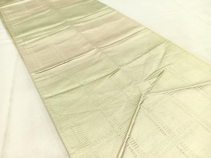 平和屋着物◎全通柄袋帯　格子柄　銀糸　引箔　正絹　逸品　BAAW2158yc