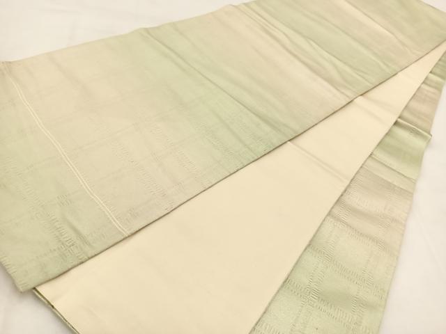 平和屋着物◎全通柄袋帯　格子柄　銀糸　引箔　正絹　逸品　BAAW2158yc