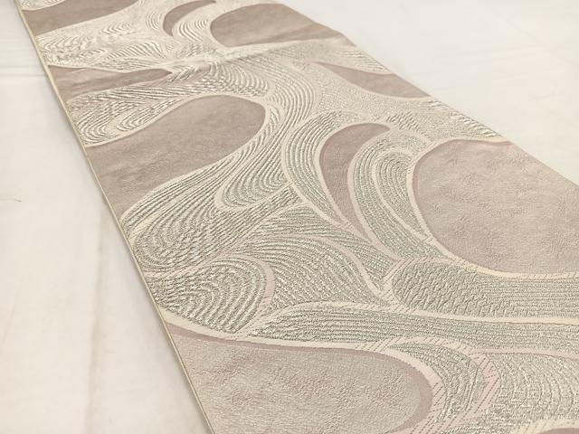 平和屋着物◎六通柄袋帯　唐織　抽象文　銀糸　正絹　逸品　BAAW2168yc