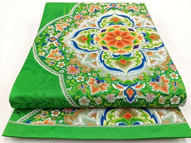 平和屋着物◎六通柄袋帯　唐織　更紗花文　金銀糸　正絹　逸品　BAAW2169yc