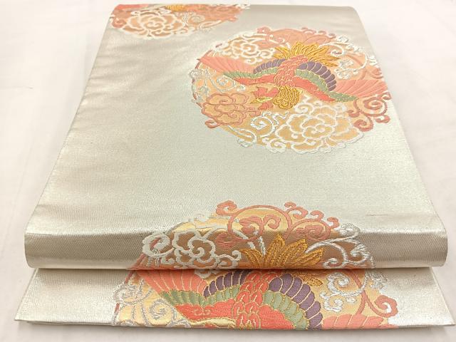 平和屋着物◎六通柄袋帯　唐織　鳳凰唐織丸文　金銀糸　正絹　逸品　BAAW2170yc