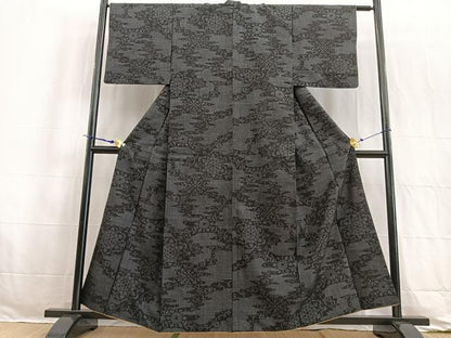 平和屋着物●結城紬 100亀甲 エ霞花文 正絹 逸品 BAAW2172yc