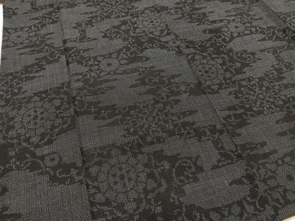 平和屋着物●結城紬 100亀甲 エ霞花文 正絹 逸品 BAAW2172yc