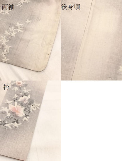 平和屋着物●小千谷紬 舞花文 正絹 逸品 BAAW2173yc
