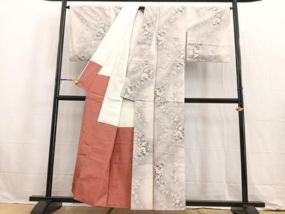 平和屋着物●小千谷紬 舞花文 正絹 逸品 BAAW2173yc