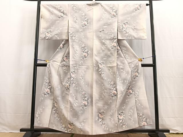 平和屋着物●小千谷紬 舞花文 正絹 逸品 BAAW2173yc