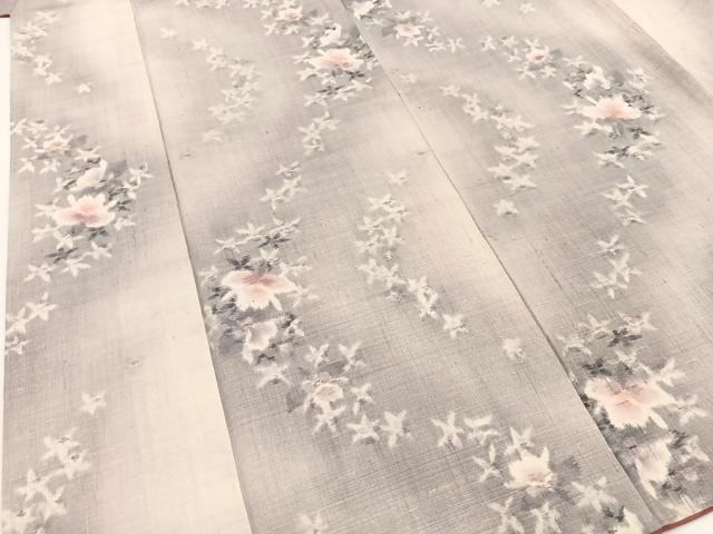 平和屋着物●小千谷紬 舞花文 正絹 逸品 BAAW2173yc