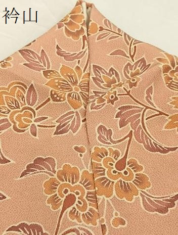 平和屋着物●上質な小紋 型染め 更紗花文 鬼しぼ縮緬 正絹 逸品 BAAW2175yc