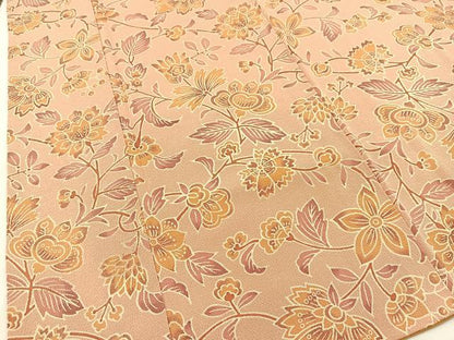 平和屋着物●上質な小紋 型染め 更紗花文 鬼しぼ縮緬 正絹 逸品 BAAW2175yc