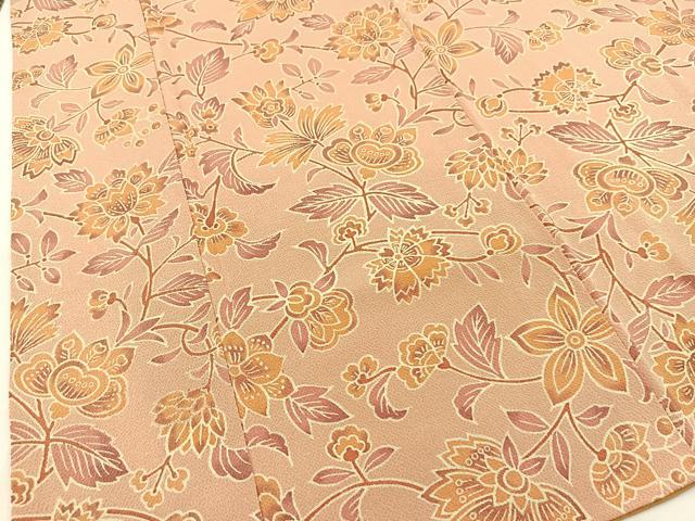 平和屋着物●上質な小紋 型染め 更紗花文 鬼しぼ縮緬 正絹 逸品 BAAW2175yc