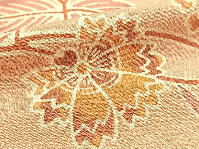 平和屋着物●上質な小紋 型染め 更紗花文 鬼しぼ縮緬 正絹 逸品 BAAW2175yc