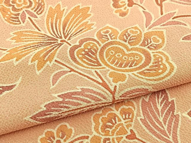 平和屋着物●上質な小紋 型染め 更紗花文 鬼しぼ縮緬 正絹 逸品 BAAW2175yc