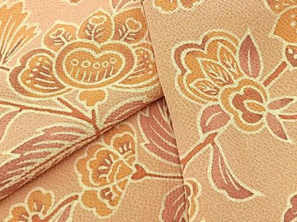 平和屋着物●上質な小紋 型染め 更紗花文 鬼しぼ縮緬 正絹 逸品 BAAW2175yc