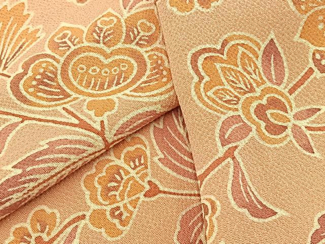 平和屋着物●上質な小紋 型染め 更紗花文 鬼しぼ縮緬 正絹 逸品 BAAW2175yc