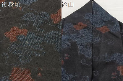平和屋着物●結城紬 花唐草文 正絹 逸品 BAAW2176yc
