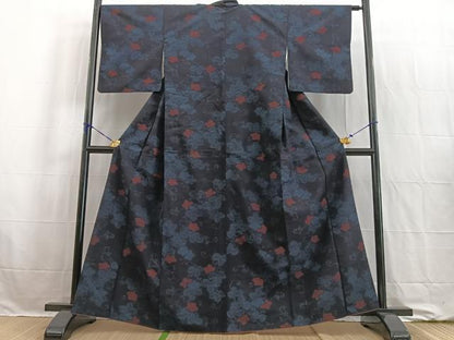 平和屋着物●結城紬 花唐草文 正絹 逸品 BAAW2176yc
