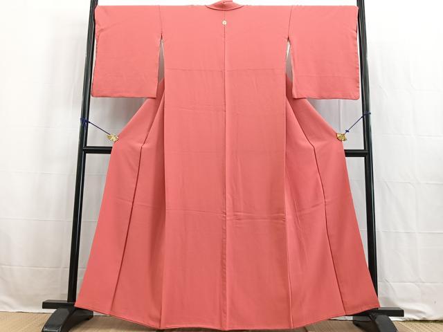 平和屋着物●上質な色無地 真朱色 正絹 逸品 BAAW2177yc
