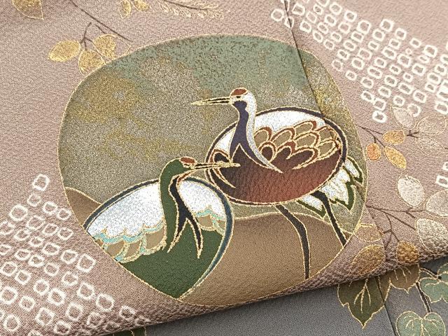 平和屋着物●訪問着 駒刺繍 絞り 休み鶴風景文 松竹梅 金彩 正絹 逸品 BAAW2178yc