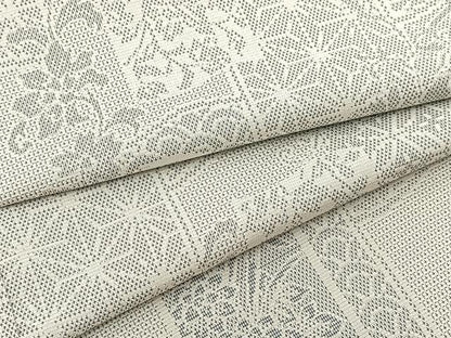 平和屋着物▽上質な紬　単衣　100亀甲　色紙更紗花文　正絹　逸品　BAAW2189yc
