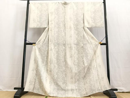 平和屋着物▽本塩沢 単衣 110亀甲 草花文 正絹 逸品 BAAW2195yc