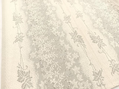 平和屋着物▽本塩沢 単衣 110亀甲 草花文 正絹 逸品 BAAW2195yc