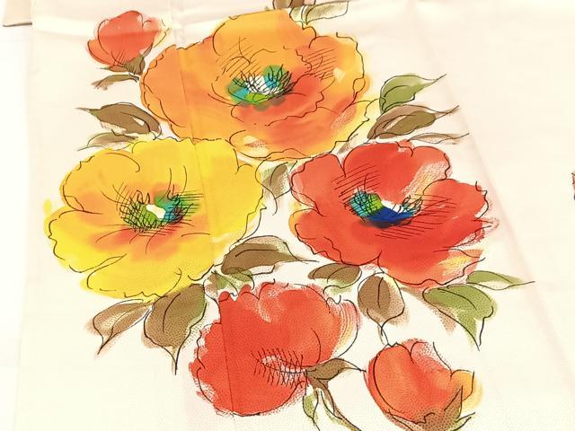 平和屋着物▽訪問着 単衣 手描き 草花文 正絹 逸品 BAAW2196yc
