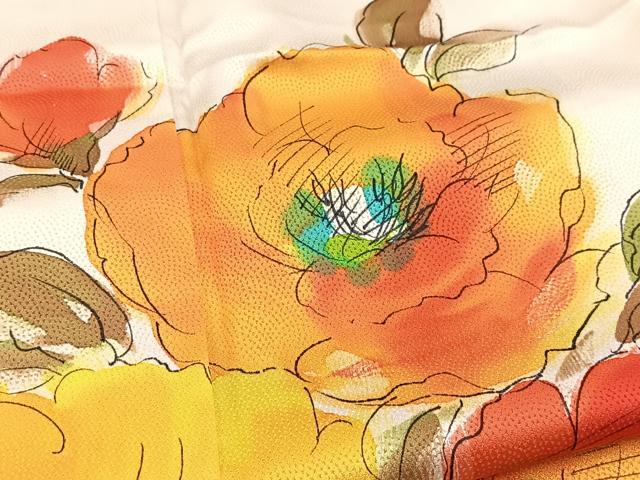平和屋着物▽訪問着 単衣 手描き 草花文 正絹 逸品 BAAW2196yc
