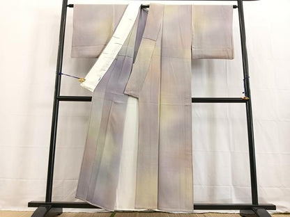平和屋着物▽染色作家　斉藤三才　小紋　単衣　霞文　暈し染め　正絹　逸品　BAAW2197yc